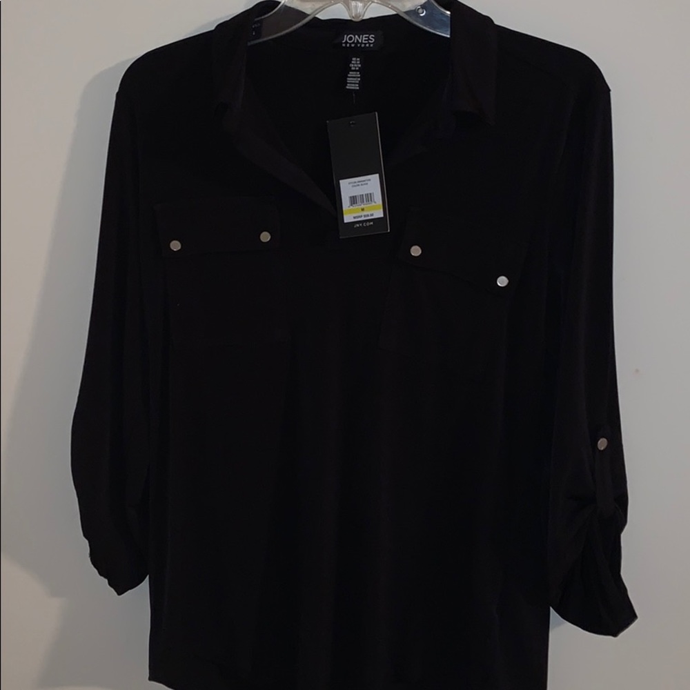 Jones New York black blouse NWT
